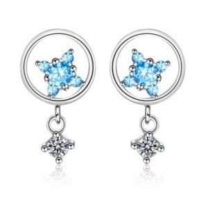 Orbit Sterling Silver blue topaz Earrings